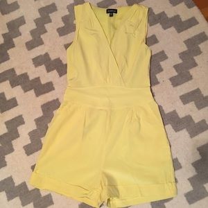 BEBE Yellow silk romper - size small